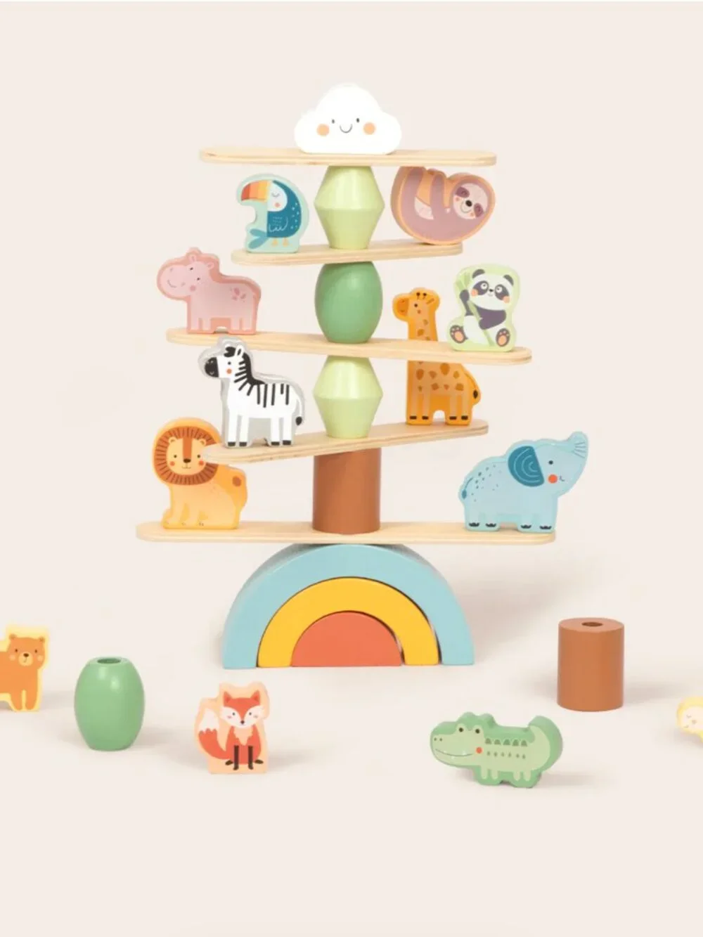 NEW Montessori Wooden Animal Stacking Balance Toy Educational Toddler Gift